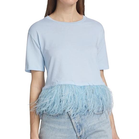 Le Superbe Pastel Pink Feather Trim Cotton Short Sleeve Baby Tee T-shirt - Picture 12 of 13